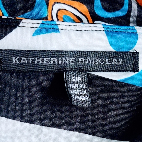 EUC KATHERINE BARCLAY GEOMETRIC BLACK/WHITE/GREEN POLY/SPANDEX SHEATH DRESS S/P - Picture 6 of 8